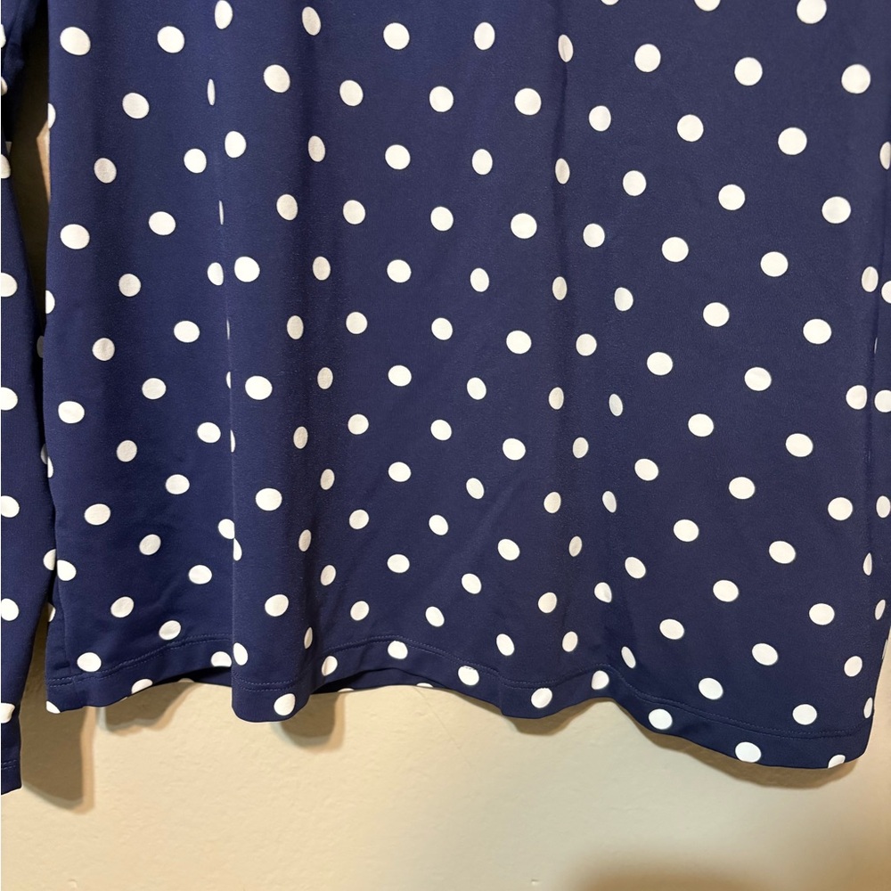 Women’s Lands’ End Navy with White Polka Dot Long Sleeve Tee Size L 14-16 - Picture 3 of 7